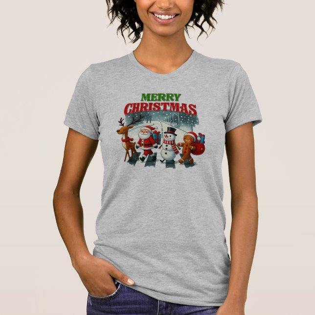 Merry Christmas Santa, Snowman, Gingers Xmas T Shirt (Framsida)