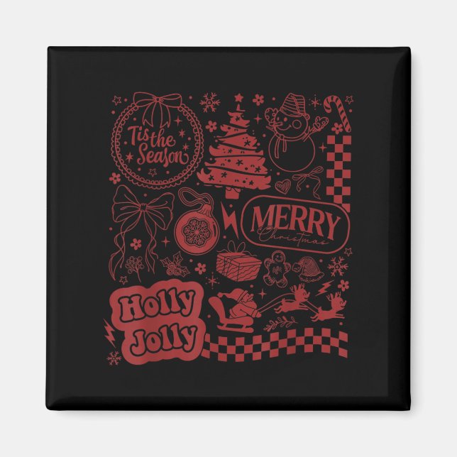 Merry Christmas Santa Snowman Reindeer Tis The Sea Magnet (Framsidan)