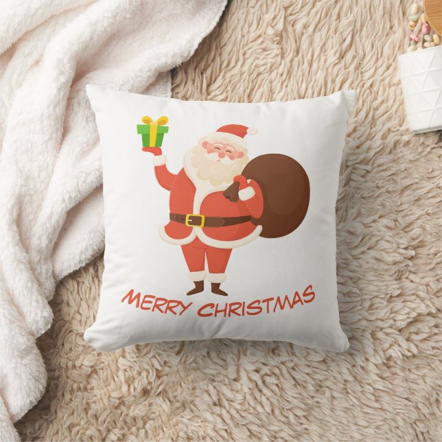 Merry Christmas Santa Throw Pillow Kudde (Filt)