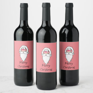 Merry Christmas Santa Wine Bottle Labels Vinflaska Etikett