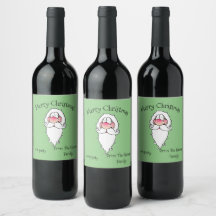 Merry Christmas Santa Wine Bottle Labels