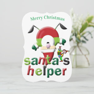 Merry Christmas Santa's Helper Flat Greeting Card Kort