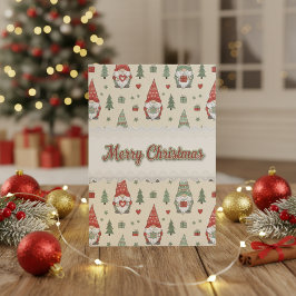 Merry Christmas Scandinavian Gnomes Holiday Card Julkort