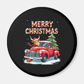 Merry Christmas Scottish Highland Cow Xmas Farm An Magnet