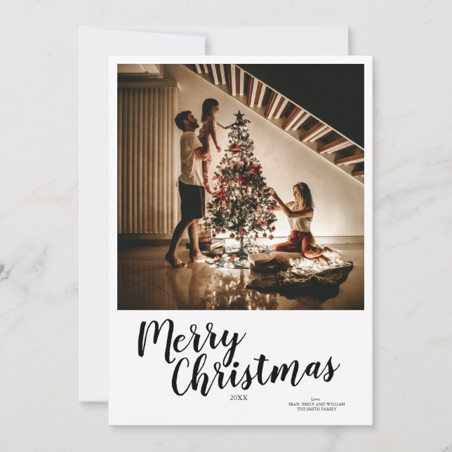 Merry Christmas Script Custom Trees Card Julkort (Framsida)
