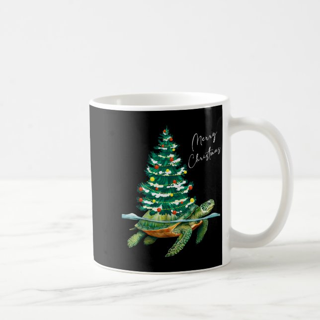 Merry Christmas Sea Turtle Xmas Tree Lights Pjs Me Kaffemugg (Höger)