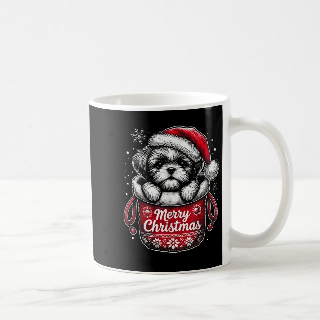 Merry Christmas Shih Tzu Graphic Tee  Kaffemugg (Höger)
