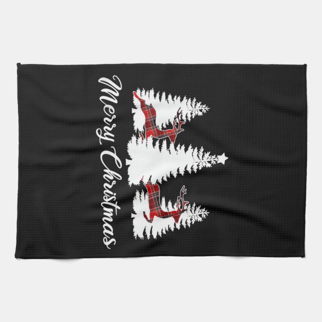 Merry Christmas Shirt for Women Buffalo Plaid Rein Kökshandduk (Horisontell)