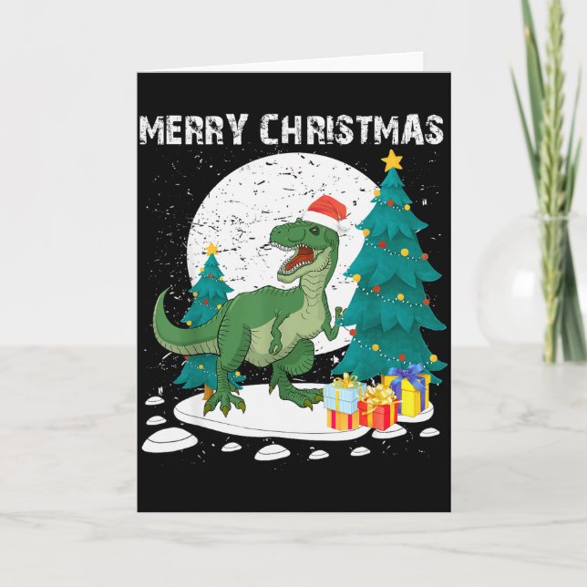Merry Christmas Shirts For Women Xmas Santa T Rex  Kort (Framsida)