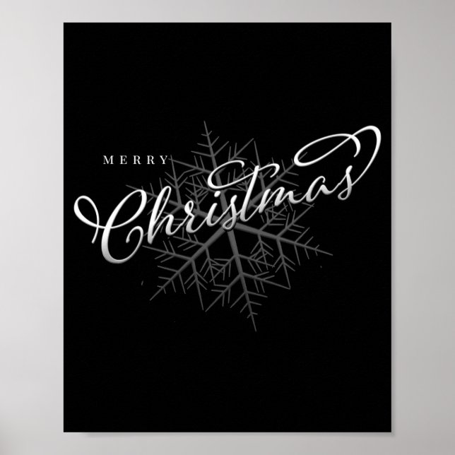 Merry Christmas Silver Snowflake  Poster (Framsidan)