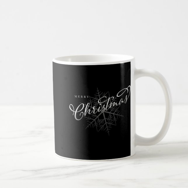 Merry Christmas Silver Snowflake T Shirt  Kaffemugg (Höger)