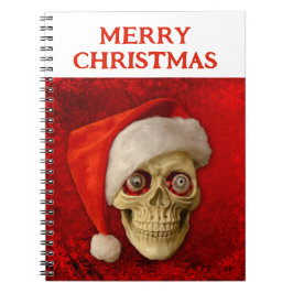 Merry Christmas. Skull wearing Santa hat Anteckningsbok