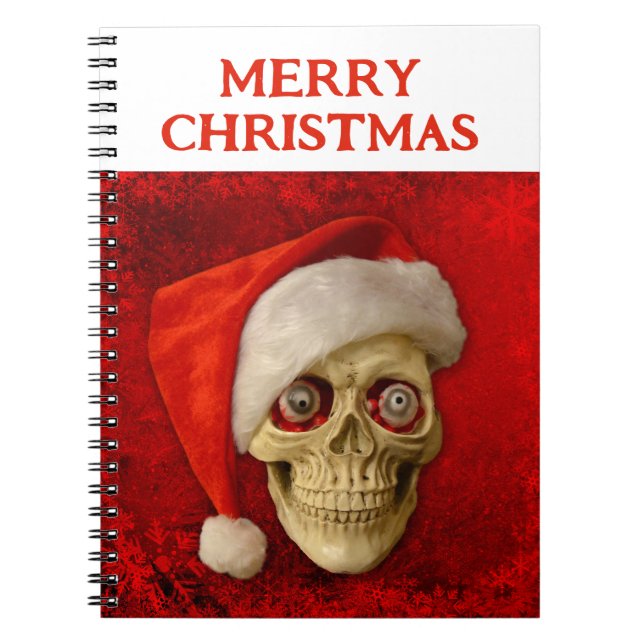 Merry Christmas. Skull wearing Santa hat Anteckningsbok (Framsidan)