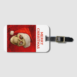 Merry Christmas. Skull wearing Santa hat Bagagebricka