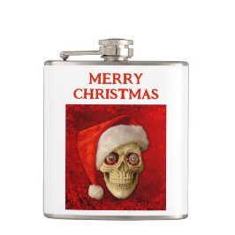 Merry Christmas. Skull wearing Santa hat Fickplunta