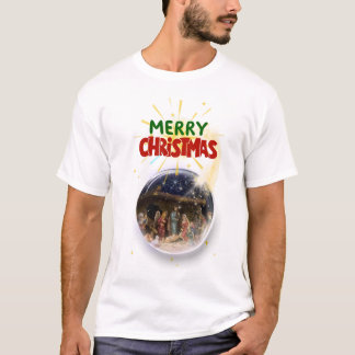 Merry Christmas Snow Globe Design T Shirt