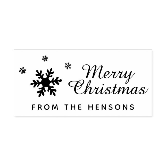 Merry Christmas Snowflake Family Name Holiday Stämpel (Tryck)