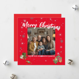 Merry Christmas Snowflake Photo Personal Family N Julkort