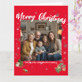 Merry Christmas Snowflake Photo Personal Family N Kort
