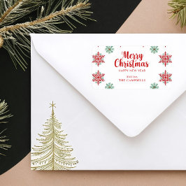 Merry Christmas Snowflake Return Address Label Adressetikett