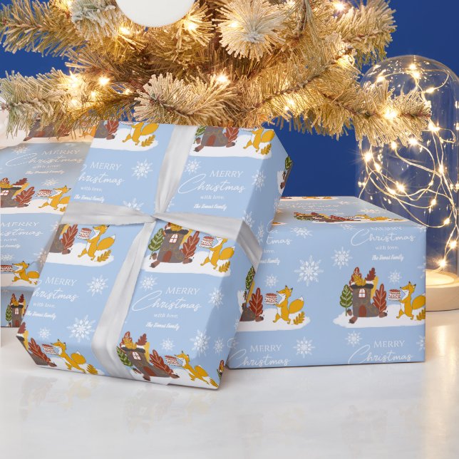 Merry Christmas Snowflakes Fox Winter Gift  Presentpapper (Helgdagar)