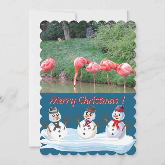 Merry Christmas snowman 1 photo custom Julkort (Framsida)