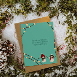 Merry Christmas Snowman Duo– Winter Lights on Teal Tack Kort