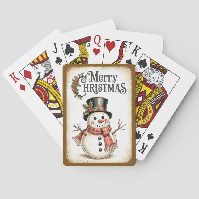 Merry Christmas Snowman Poker Playing Cards Casinokort (Baksidan)