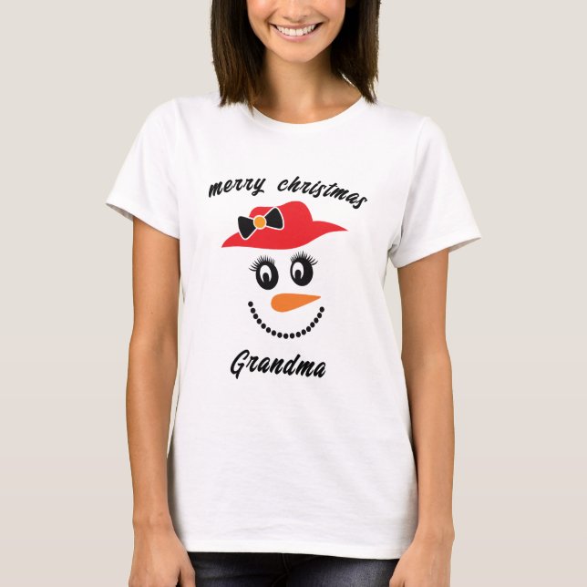 Merry Christmas Snowman T-Shirt (Framsida)