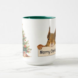 Merry Christmas Squirrel Christmas Tree Editable Mugg