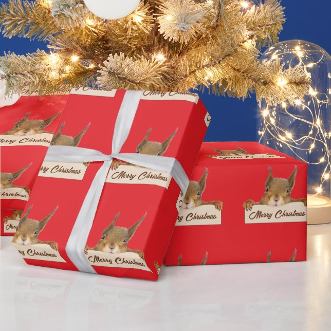 Merry Christmas Squirrel  Presentpapper (Helgdagar)
