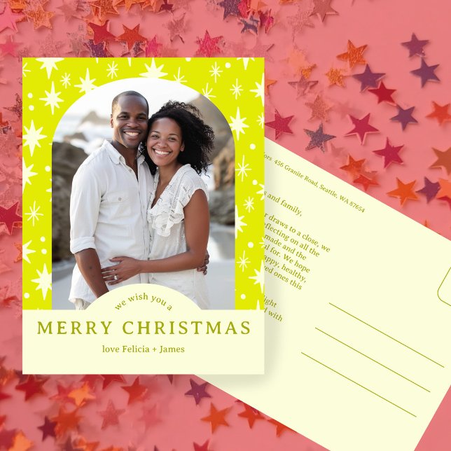MERRY CHRISTMAS Stars Holiday CUSTOM Arch PHOTO Vykort (MERRY CHRISTMAS Stars Holiday CUSTOM Arch PHOTO Postcard
)