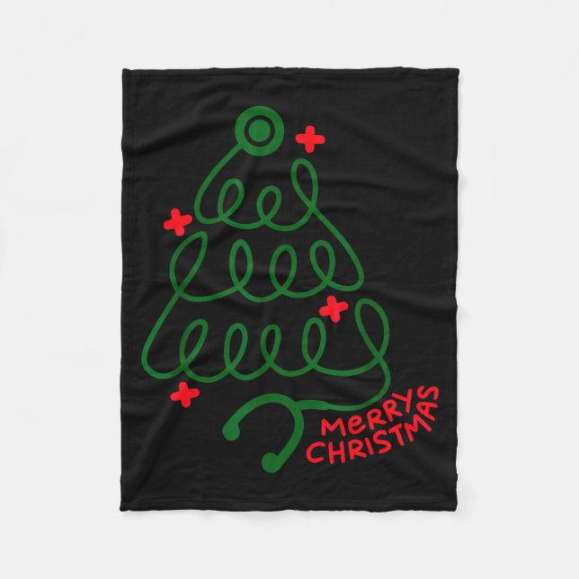 Merry Christmas Stethoscope Nurse Cna Xmas Holiday Fleecefilt (Framsidan)