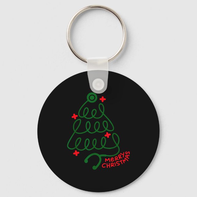 Merry Christmas Stethoscope Nurse Cna Xmas Holiday Nyckelring (Framsida)