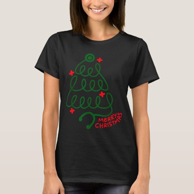 Merry Christmas Stethoscope Nurse Cna Xmas Holiday T Shirt (Framsida)