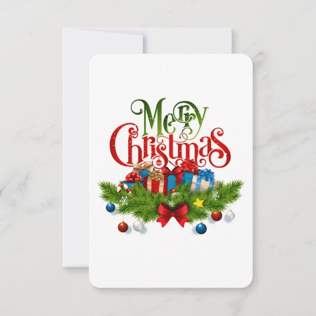 Merry Christmas Sticker – Festive Gifts & Pine Gar Tack Kort (Framsida)