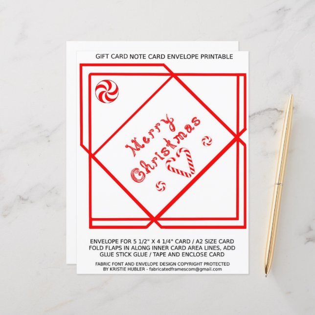 Merry Christmas Swirl Gift Card A2 Envelope paper (Fram/Back In Situ)