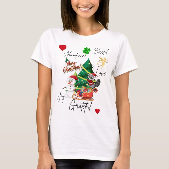 Merry Christmas T-shirt | Joy, Love & Abundance  (Framsida)