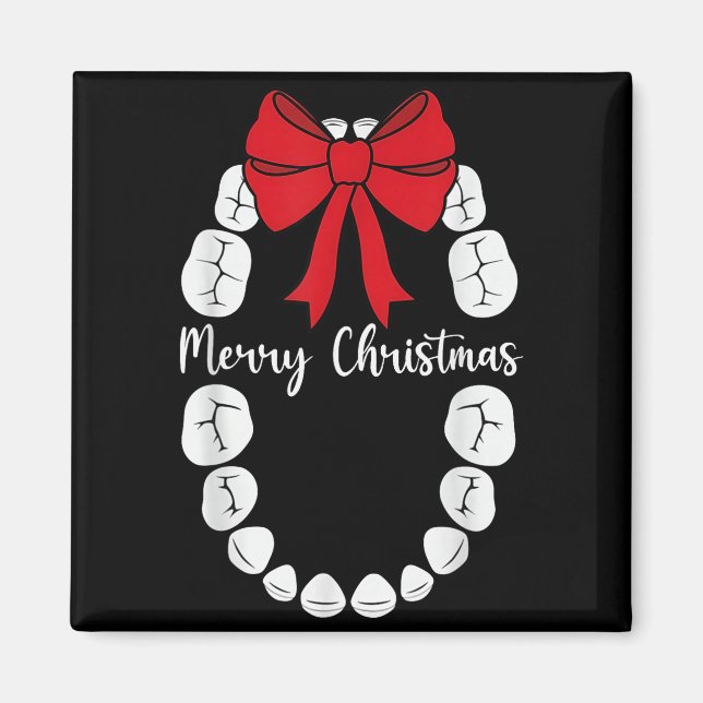 Merry Christmas Teeth Wreath Dental Christmas Shir Magnet (Framsidan)