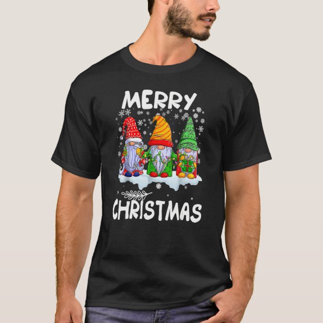 Merry Christmas Three Gnomes Merry Xmas 2022 Match T Shirt (Framsida)