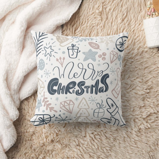 Merry Christmas Throw Pillow – Cozy Holiday Decor Kudde (Filt)