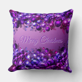 Merry Christmas Throw Pillow in Royal Purple Decor Kudde
