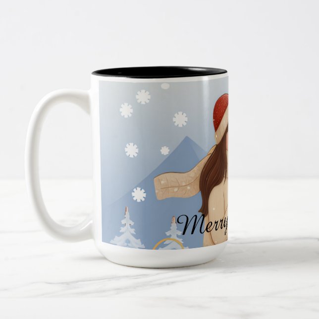 Merry Christmas to a Lovely Couple Två-Tonad Mugg (Vänster)