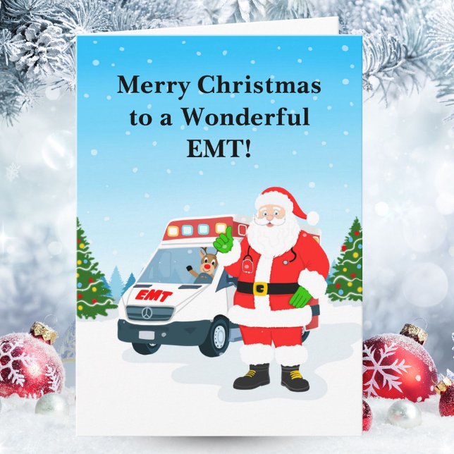 Merry Christmas to a Wonderful EMT with Santa Kort (Skapare uppladdad)