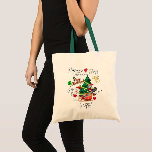 Merry Christmas Tote Bag | Festive Holiday Gift  Tygkasse (Framsida (produkt))