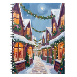 Merry Christmas Town Watercolor Holiday Anteckningsbok