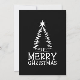 Merry Christmas Tree Black Chic Distressed Grunge Julkort