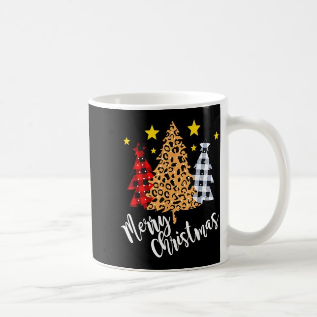 Merry Christmas Tree Buffalo Plaid Red Green Xmas  Kaffemugg (Höger)