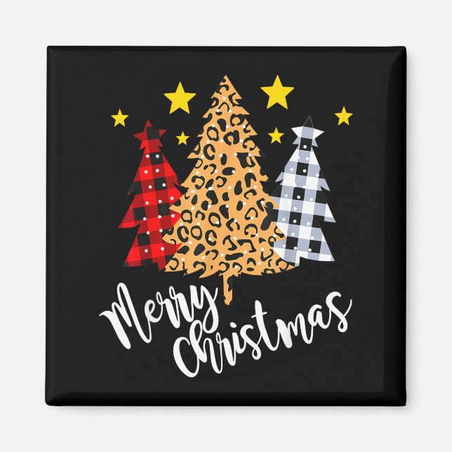 Merry Christmas Tree Buffalo Plaid Red Green Xmas  Magnet (Framsidan)