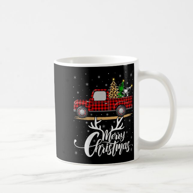 Merry Christmas Tree Buffalo Plaid Truck Family Gr Kaffemugg (Höger)